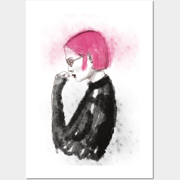 Pink hair Wall Art by SaraFuentesArt